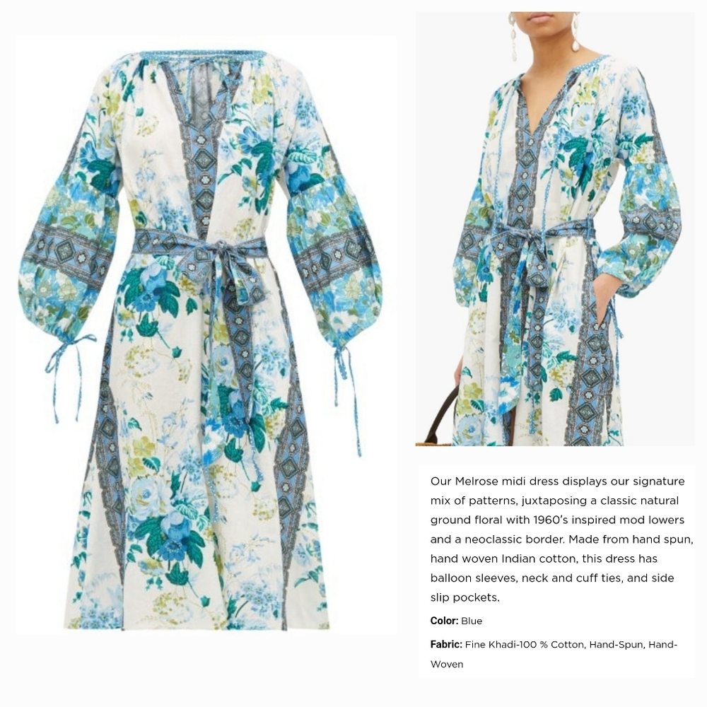 Floral Blue Midi Dress - Picture 3 of 14